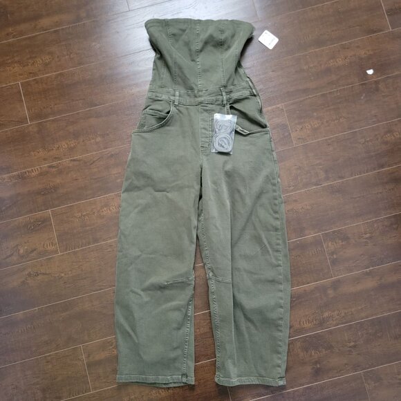 Free People Je Suis Pret Barrel Jumpsuit Womens S Green Casual Corset Boho - Picture 3 of 9